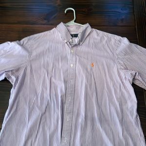 Ralph Lauren striped button down shirt size xl. White with purple stripes